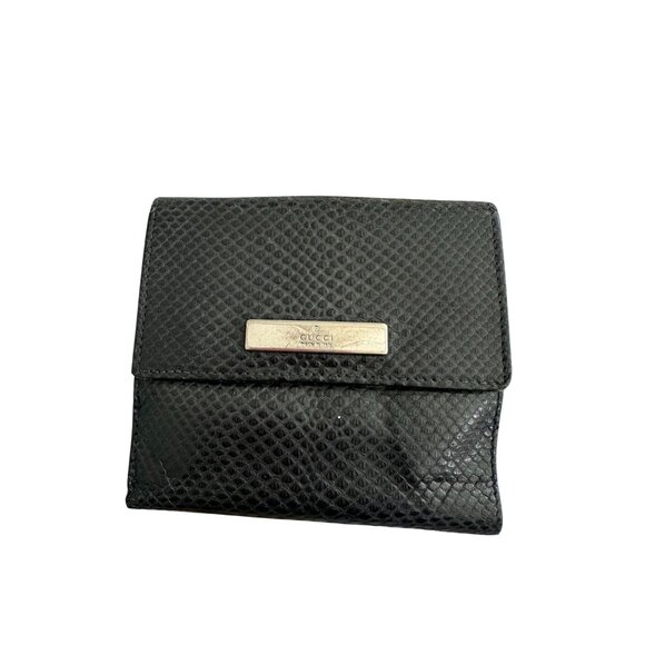GUCCI Womens Vintage Black Leather Snap Clutch Wallet - Picture 1 of 11